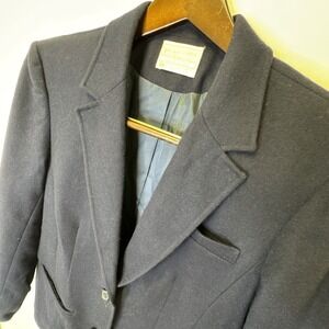 Vintage Pendleton Wool Blazer Women's Size 14 Navy Blue 100%‎ Virgin Wool USA
